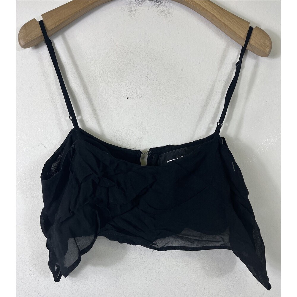 Reformation Black Crop Top Camisole Shirt double layer 100% Viscose Bralette 4